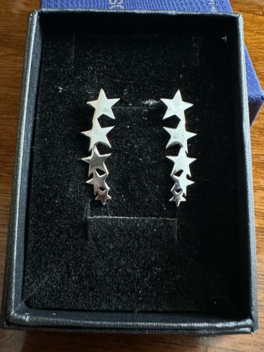 Stainless Steel Silver Star Cascade Ear Crawler Earrings